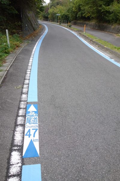 “Blue Line” which indicates the route for bicyclists.