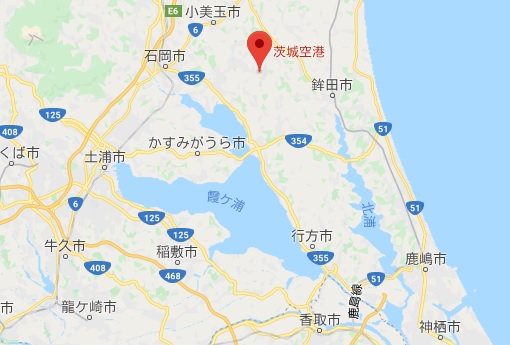 霞ヶ浦一周サイクリング かすいちのスタート地点 茨城空港の位置