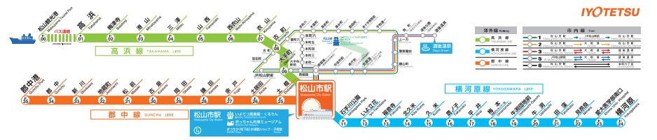 伊予鉄郊外電車の路線図