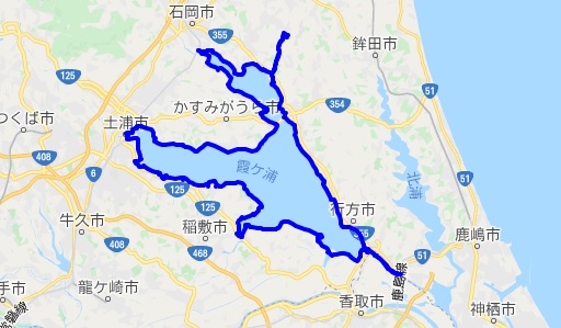 霞ヶ浦一周サイクリング　かすいちのルート
