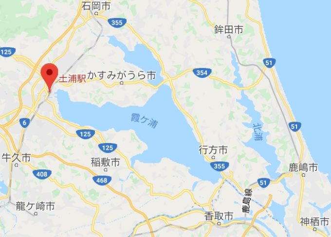霞ヶ浦一周サイクリングかすいち 土浦駅の場所