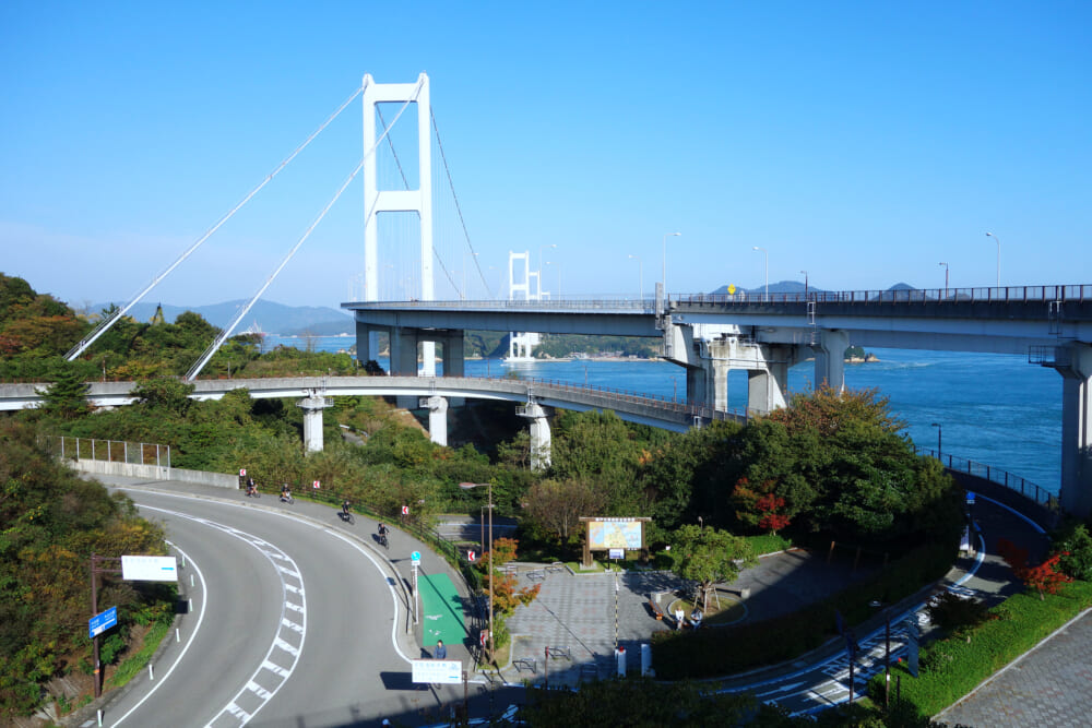 しまなみ海道　来島海峡大橋へのループ