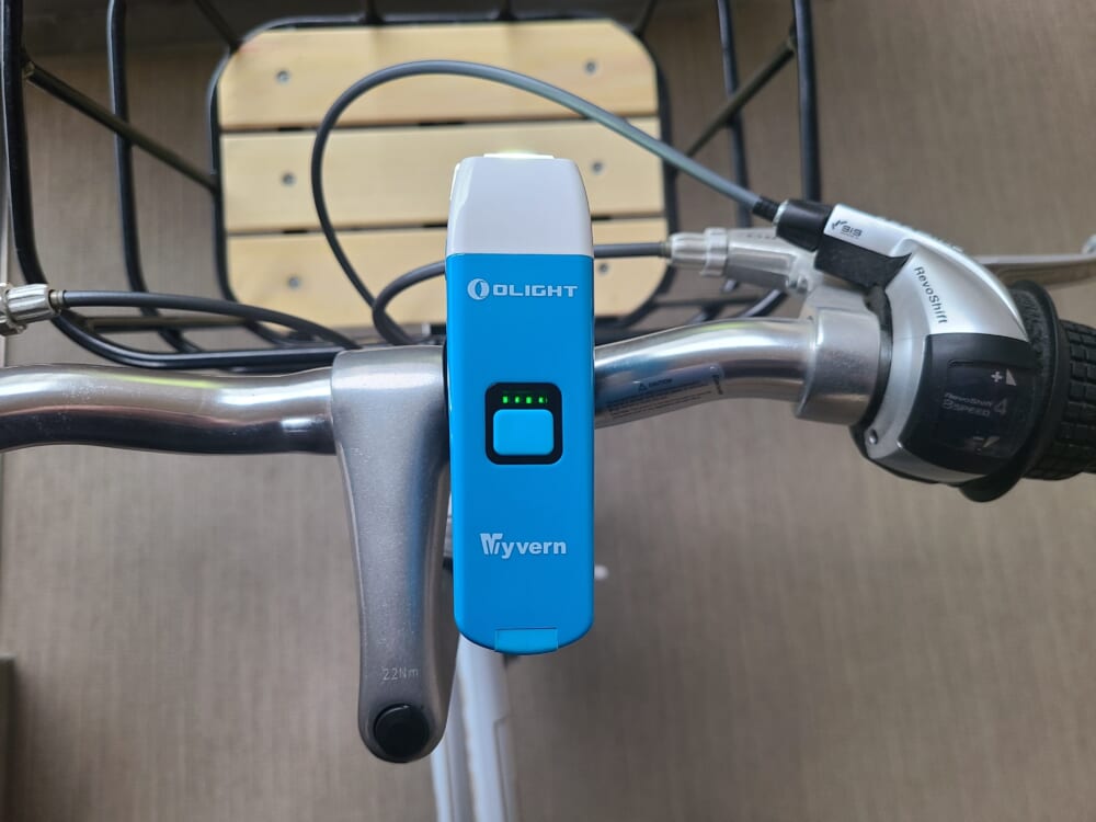 オーライト　自転車ライト　ワイバーンの電池残量インジケータ